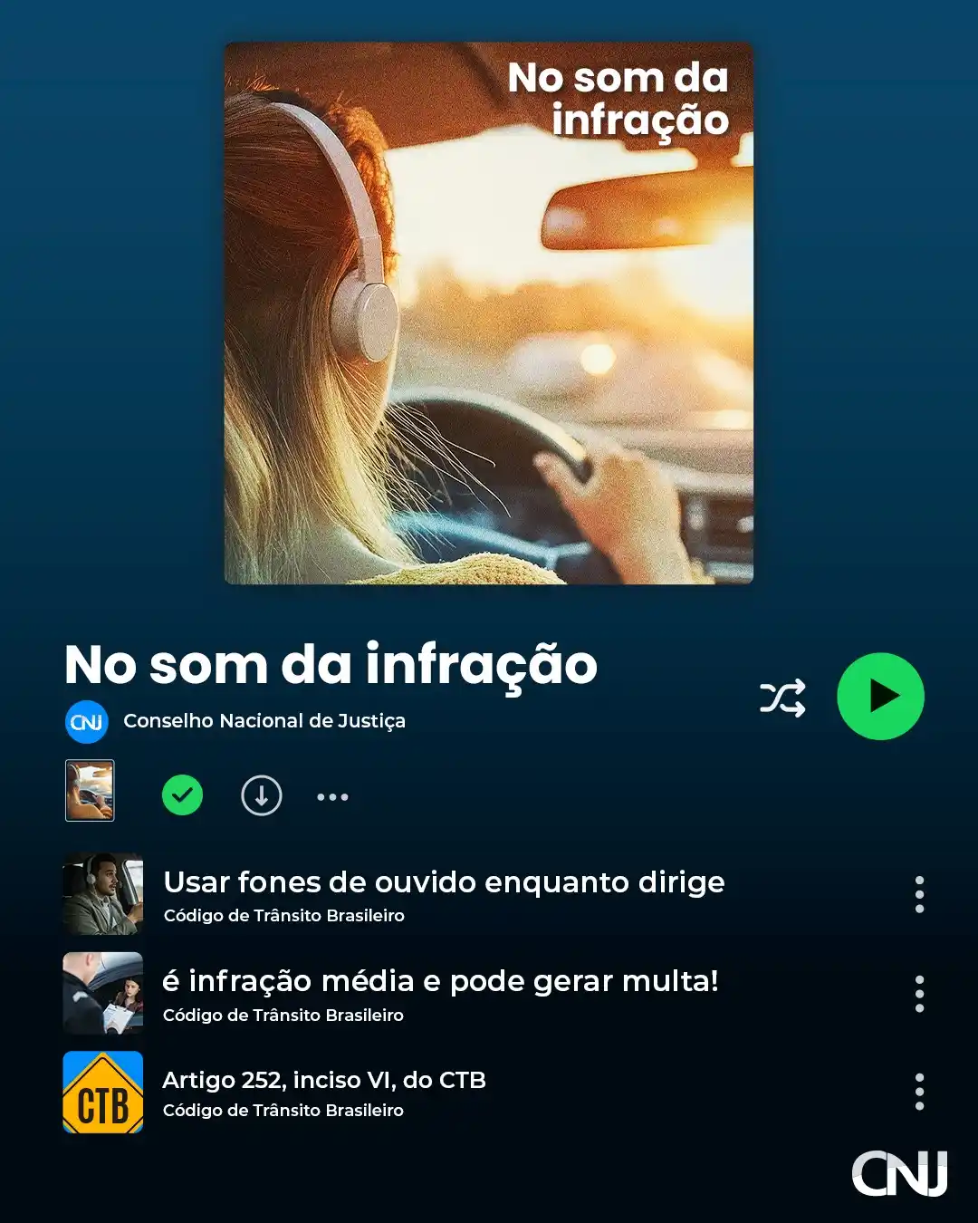 Image from CNJ: 🎧🚫 *No som da infração!* Usar fones de ouvido enquanto dirige é infr...