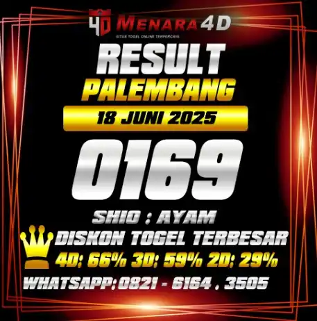 Image from PREDIKSI TOGEL MENARA4D: PALEMBANG MENARA4D 18 JUNI 2025 RESULT : 0169 SHIO : AYAM BAGI YANG JP...