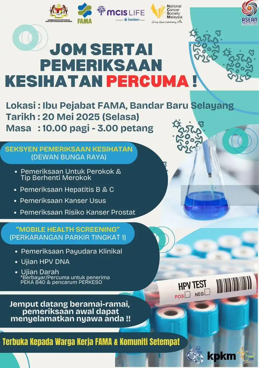 Image from Asal Gombak: PEMERIKSAAN KESIHATAN PERCUMA @ FAMA SELAYANG Dimaklumkan bahawa Cawa...