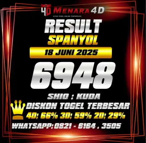 Image from PREDIKSI TOGEL MENARA4D: SPANYOL MENARA4D 18 JUNI 2025 RESULT : 6948 SHIO : KUDA BAGI YANG JP S...