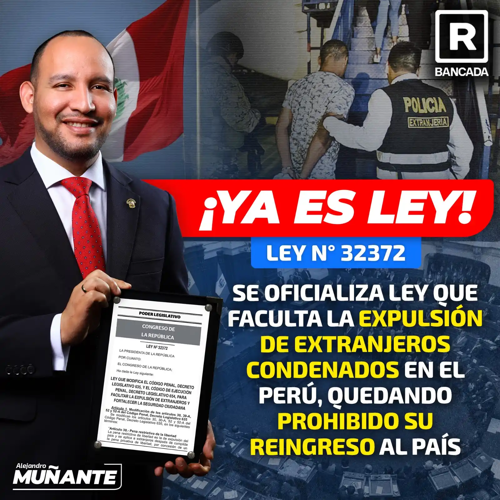 Image from Alejandro Muñante News: ✅ *¡YaEsLey!* 📰| *¡PROMESA CUMPLIDA: SE ACABÓ LA IMPUNIDAD PARA DELIN...