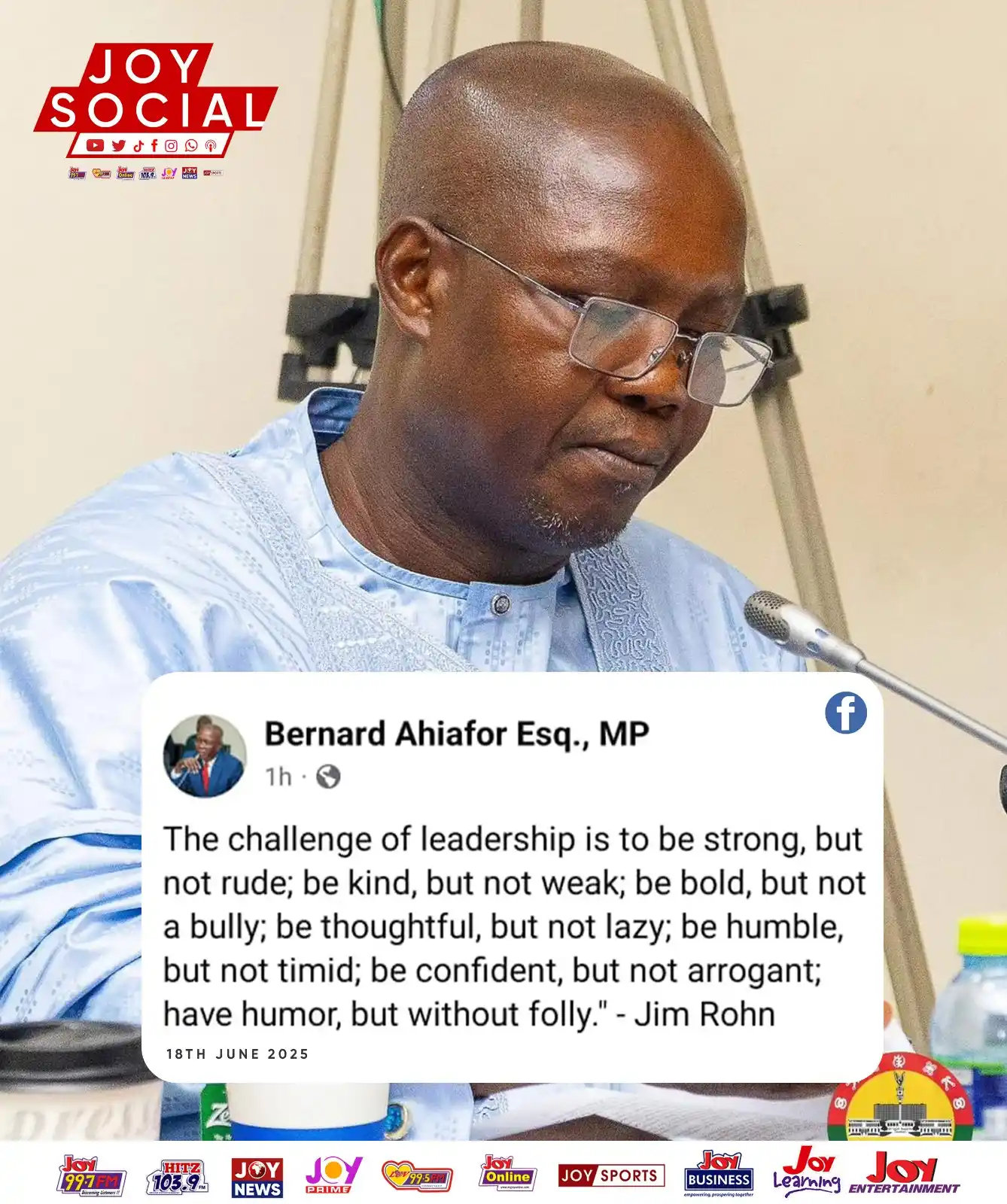 Image from Myjoyonline: 1st Deputy Speaker, Bernard Ahiafor, drops cryptic message after clash...