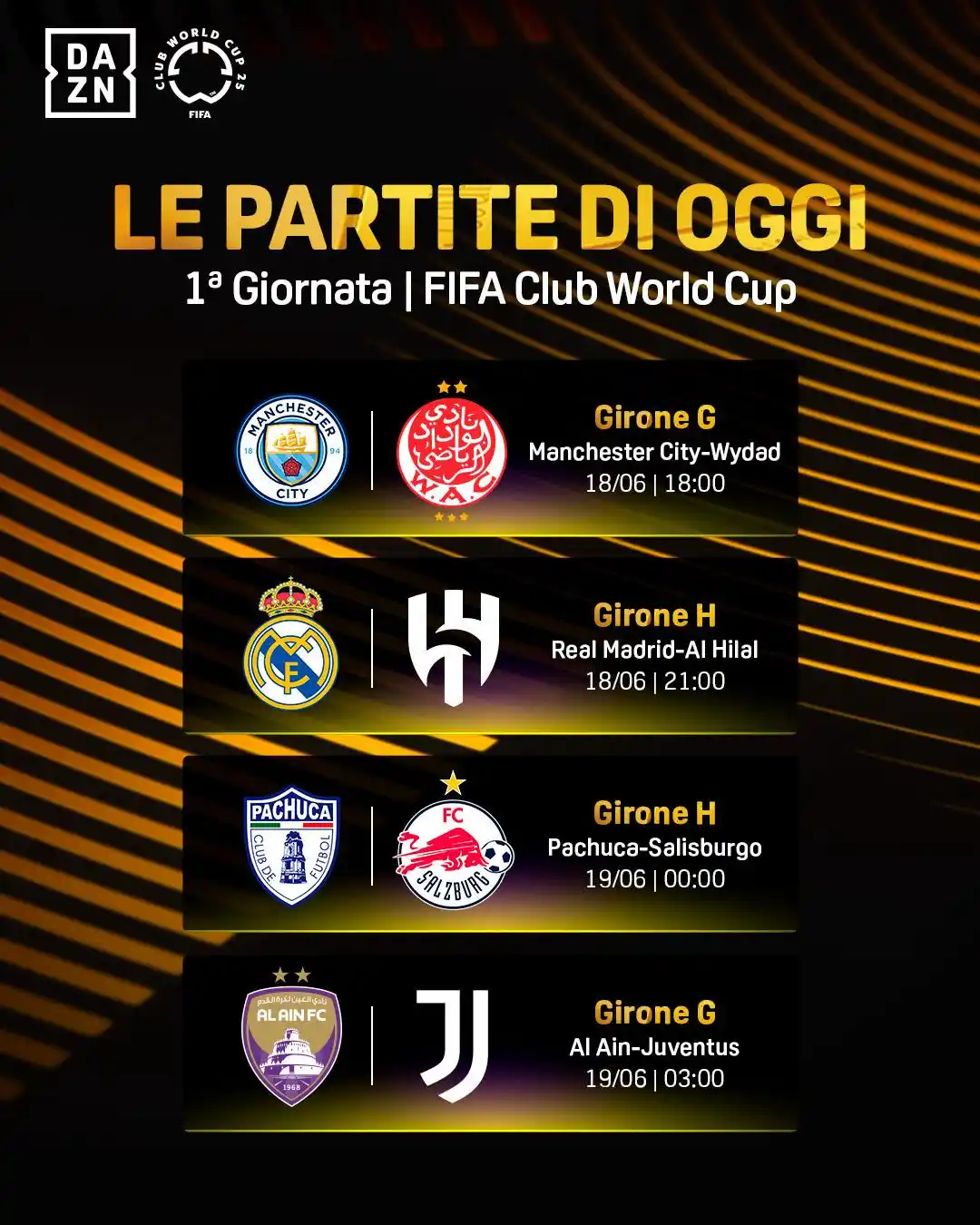 Image from DAZN Italia: Alle 18.00 il City fa il suo esordio contro il Wydad Casablanca ⚽ Inza...