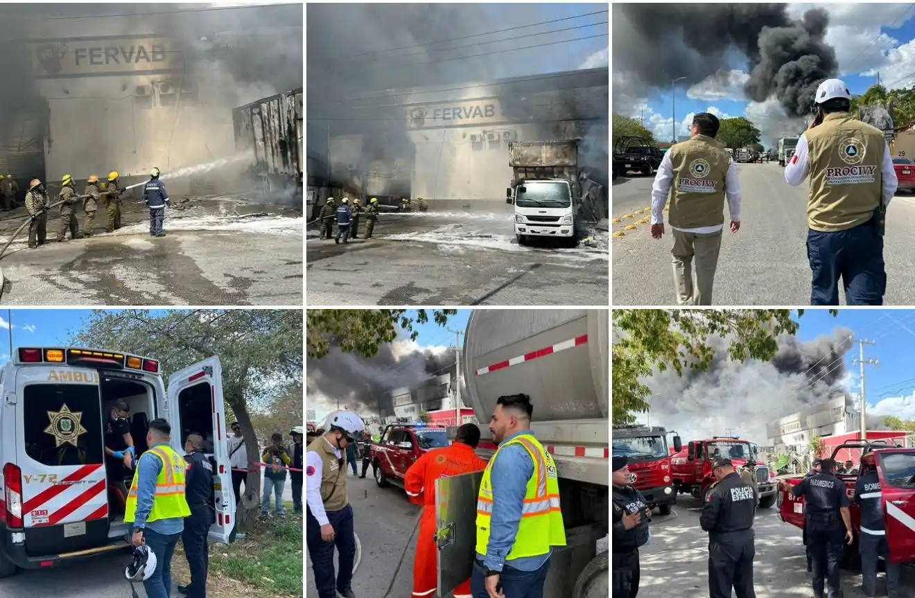 Image from Notirasa: Atienden incendio en el Periférico de Mérida · El siniestro es...