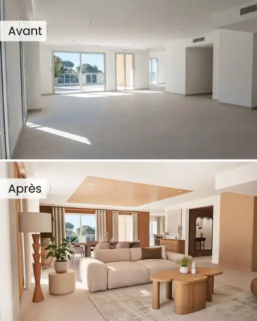 Image from Sessi / Architecte Desiger: AVANT / APRÈS : quand un espace vide prend vie 🤩 Ce salon baignait dé...