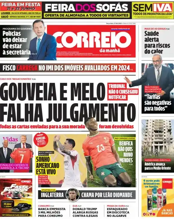 Image from Correio da Manhã: *Bom dia. A autoridade da Saúde lançou um alerta para os riscos do cal...