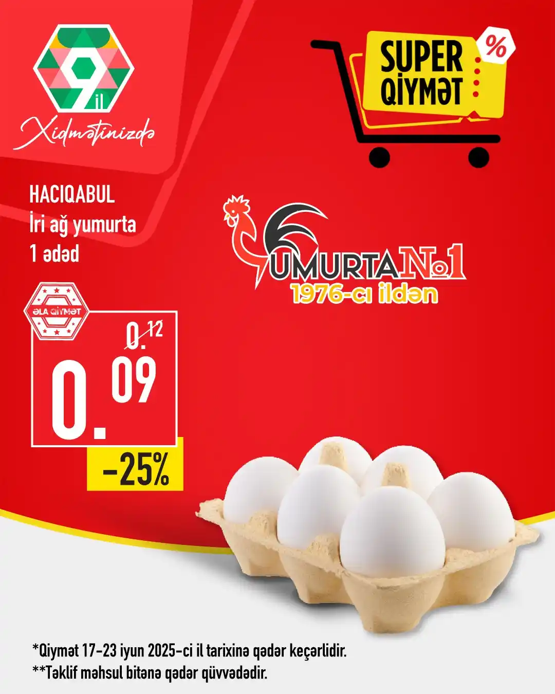 Image from Bravo Supermarket: Bravo-da yumurta super qiymətə! 🥚 17-23 iyun tarixilərndə iri ağ Hacı...