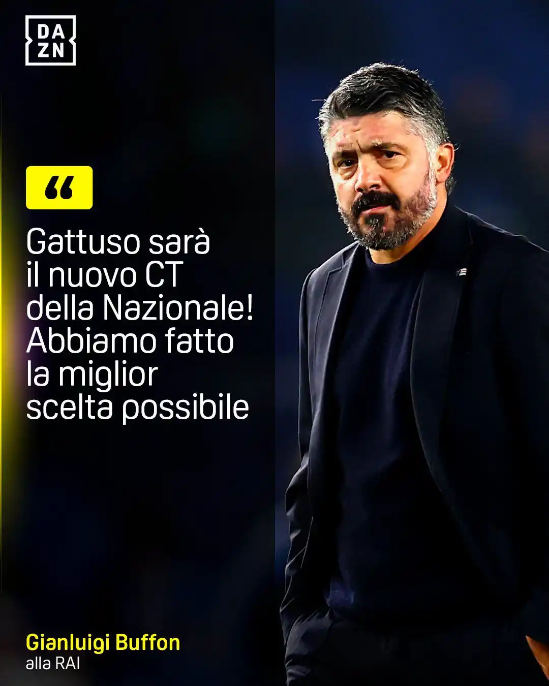 Image from DAZN Italia: Buffon annuncia Gennaro Gattuso 🤝 Dopo l’addio di Spalletti, l’Italia...
