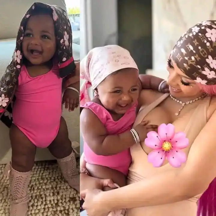 Image from 🇺🇸T₹AP_HoμSe𓃵: Cardi B shows her daughter Blossom for the first time via IG...