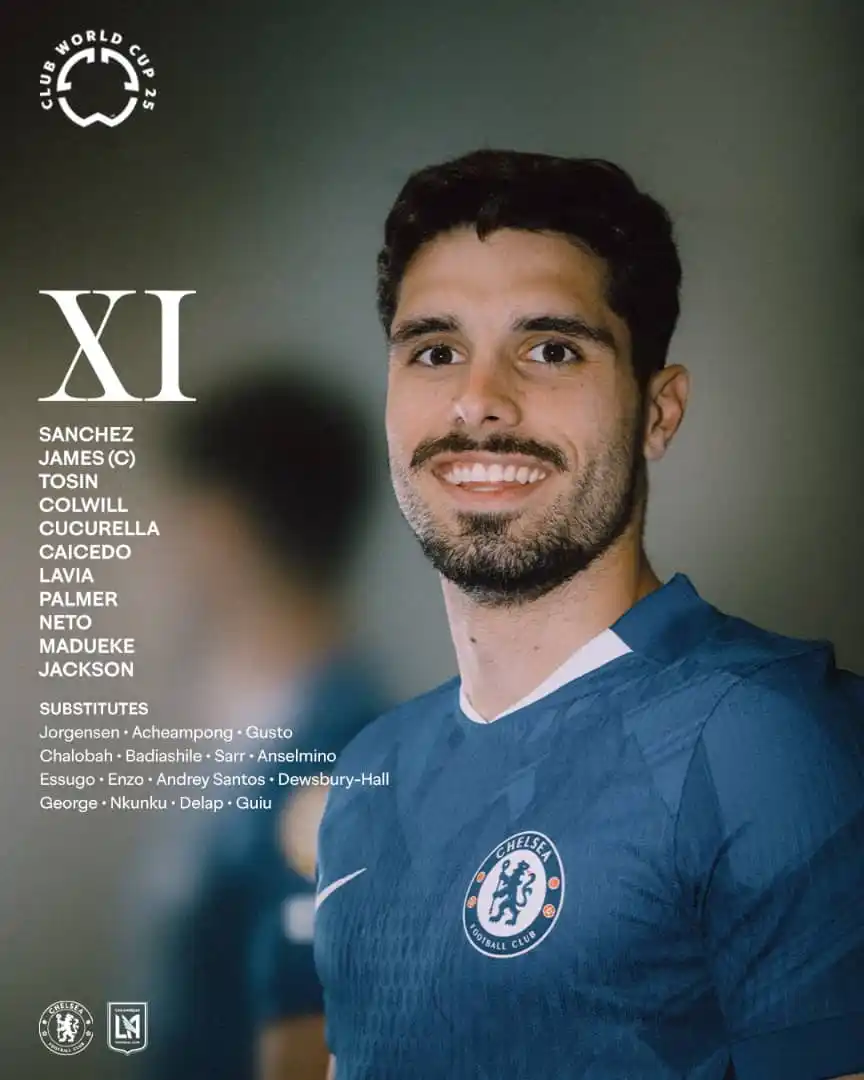 Image from Fiifi Manfred Sports: Chelsea's first X11. Delap starts from the bench...
