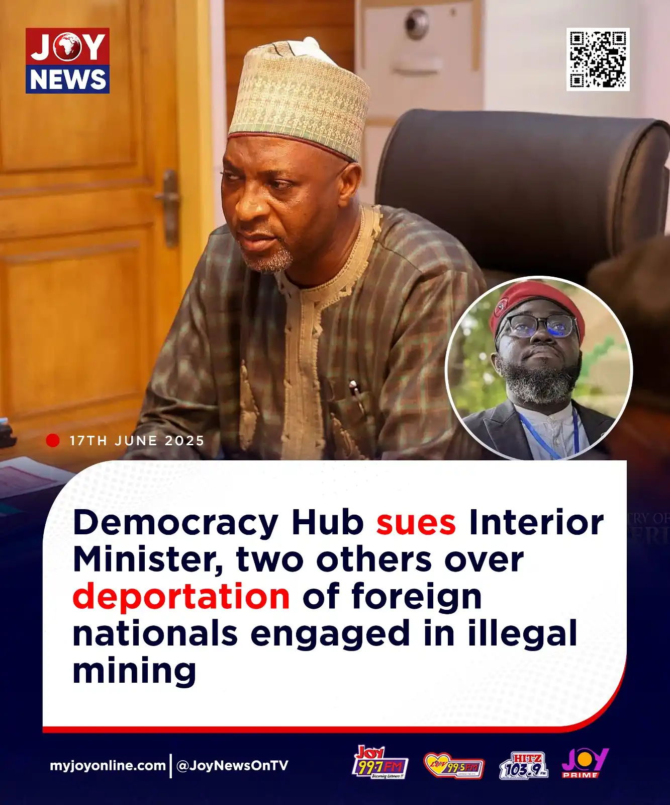 Image from Myjoyonline: Democracy Hub sues Interior Minister, two others over deportation of f...