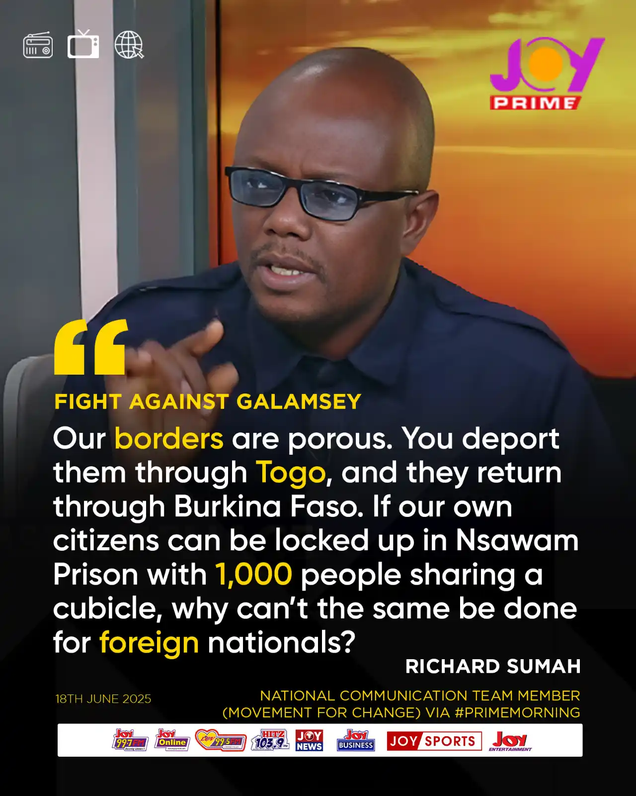 Image from Myjoyonline: Fight Against Galamsey: If our own citizens can be locked up in Nsawam...