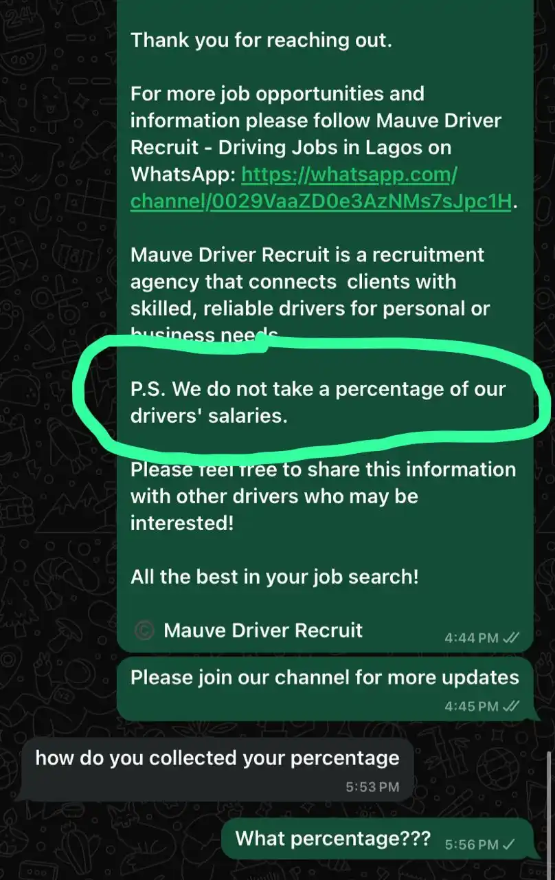 Image from Mauve Driver Recruit- Driving Jobs in Lagos : Hello drivers! Please for those just joining us, please take note : We...