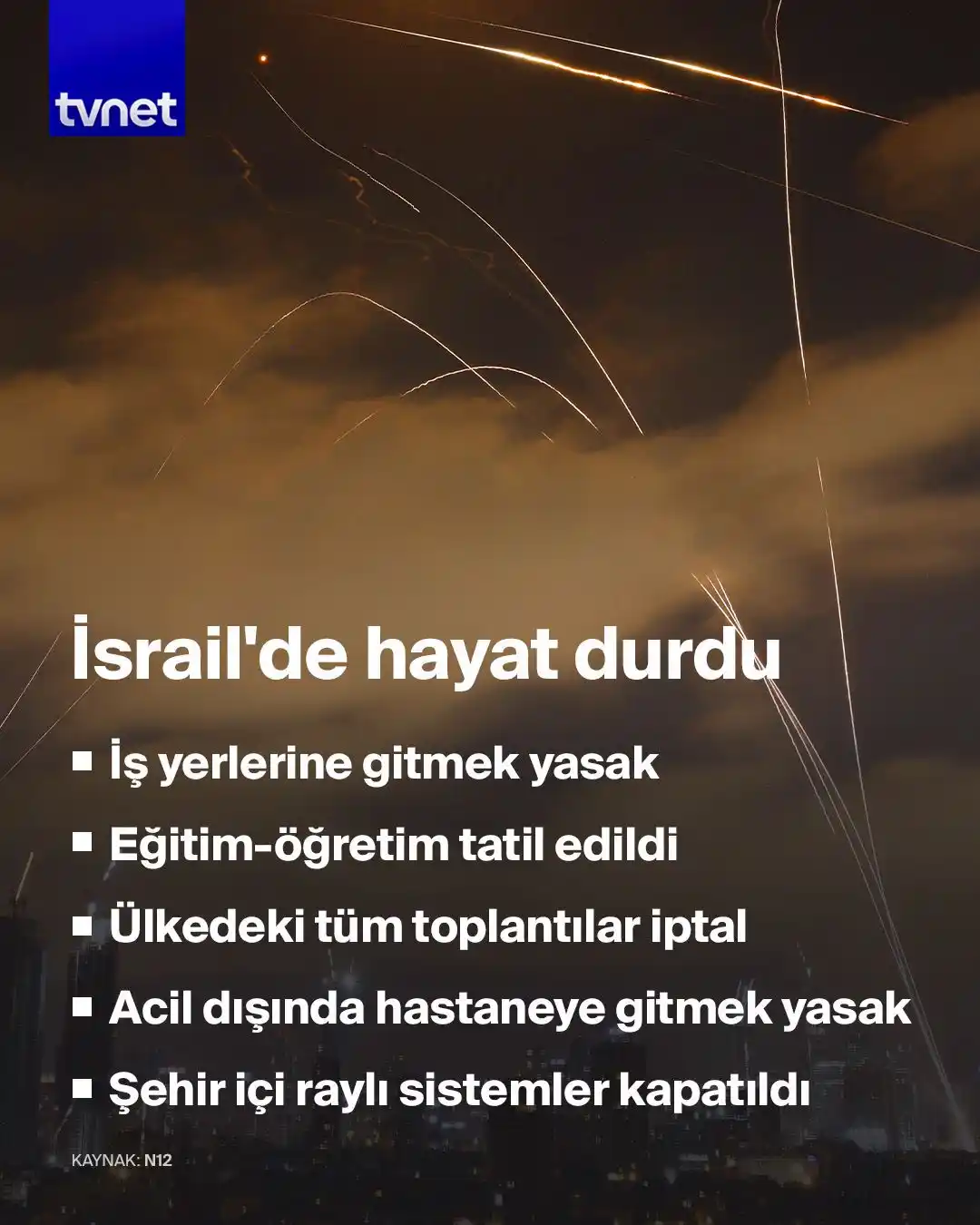 Image from 𝙽𝙰𝙺𝚂̧𝙸̇ 𝚃𝙴𝙺𝙺𝙴𝚂𝙸̇: İsrailliler korkudan sokağa çıkamıyor İran’ın yoğun füze saldırısı so...