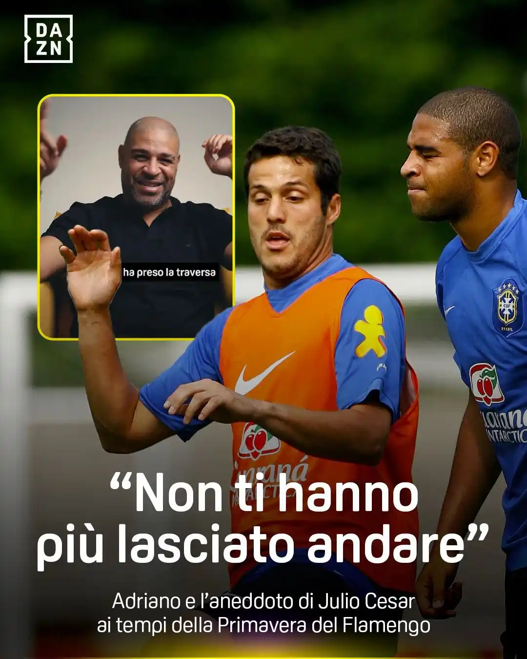 Image from DAZN Italia: Julio Cesar 𝒊𝒎𝒑𝒓𝒆𝒔𝒔𝒊𝒐𝒏𝒂𝒕𝒐 da Adriano 🤯 “Ha preso la trav...