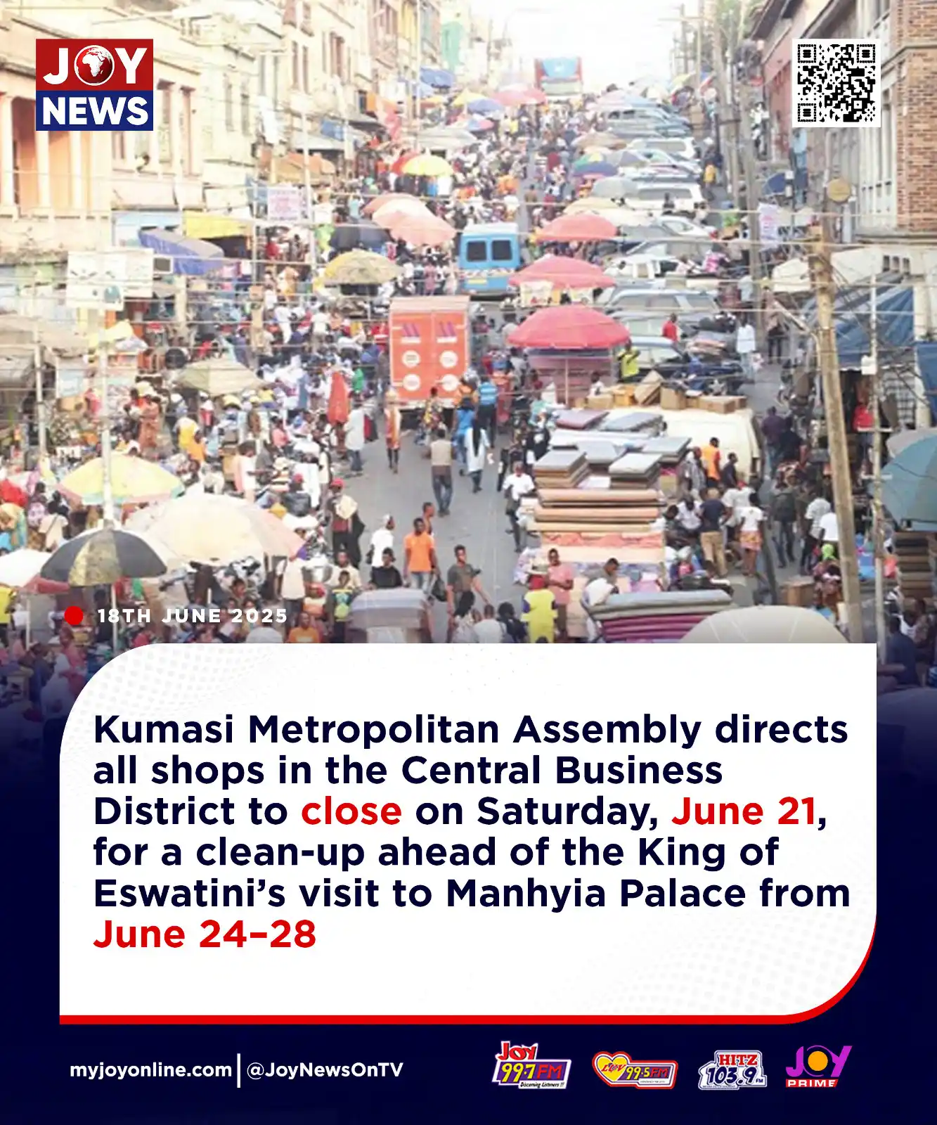 Image from Myjoyonline: Kumasi Metropolitan Assembly directs all shops in the Central Business...