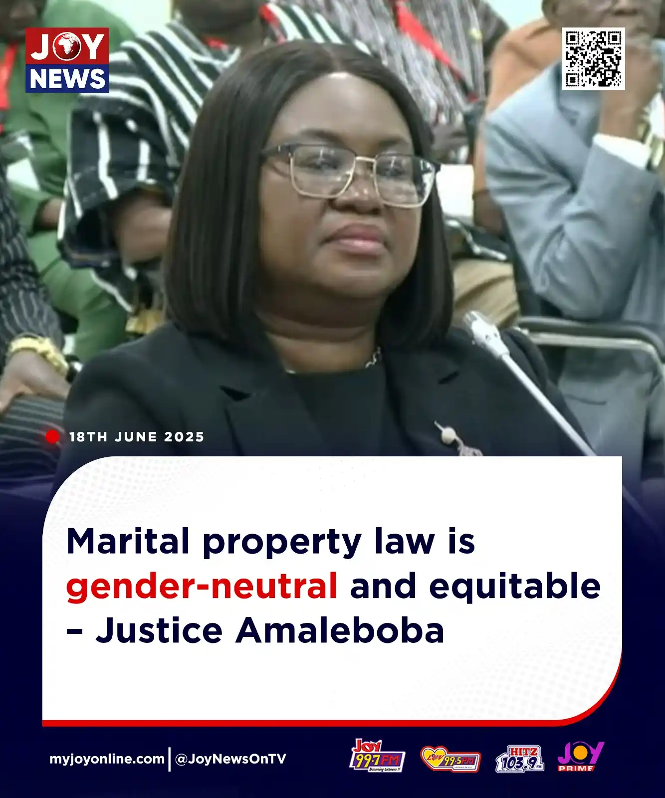 Image from Myjoyonline: Marital property law is gender-neutral and equitable – Justice Amalebo...