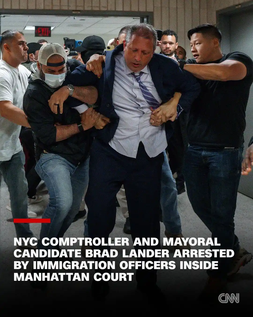 Image from CNN: New York City comptroller and mayoral candidate Brad Lander was arrest...