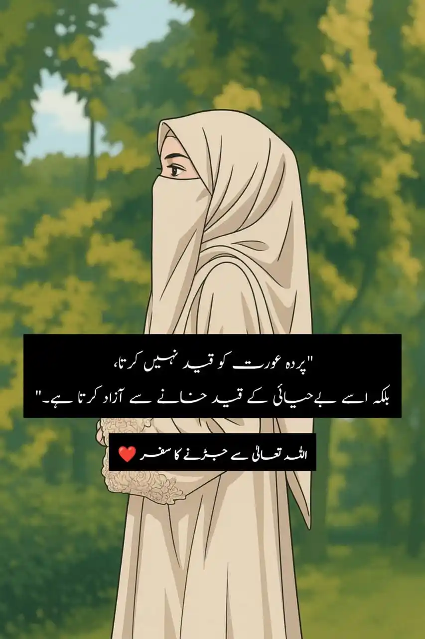 Image from ♥️⃝الْحَـمْدُلِلَّـہ أَنَـا أُمَّـتِـي رَسُـولﷺ⃝♥️: پردہ عورت کی زنجیر نہیں، بلکہ اس کی عزت، وقار اور تحفظ ہے۔ یہ اس ک...