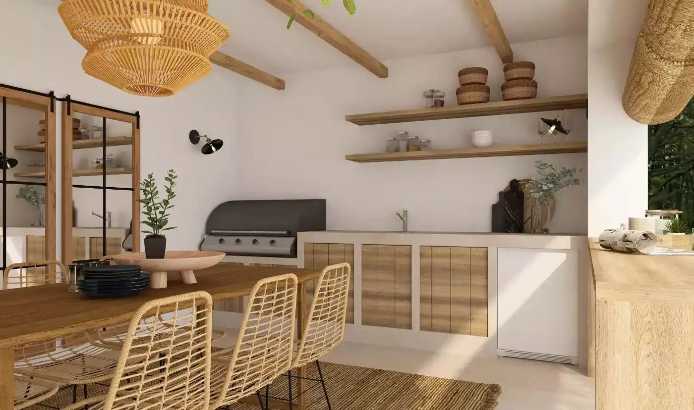 Image from Sessi / Architecte Desiger: Projet 2 : Cuisine d’été exotique et naturelle Cette cuisine d’été eth...