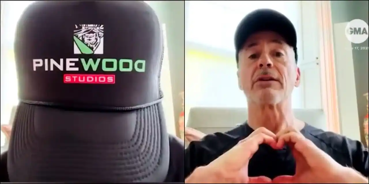 Image from โ ๐๐๐ซ๐๐ฅ๐ ๐๐๐ซ๐ฏ๐๐ฅ๐ข๐ญ๐๐ฌ โ: *Robert Downey Jr.* wearing his *โAVENGERS: DOOMSDAYโ* crew hat ๐งข...