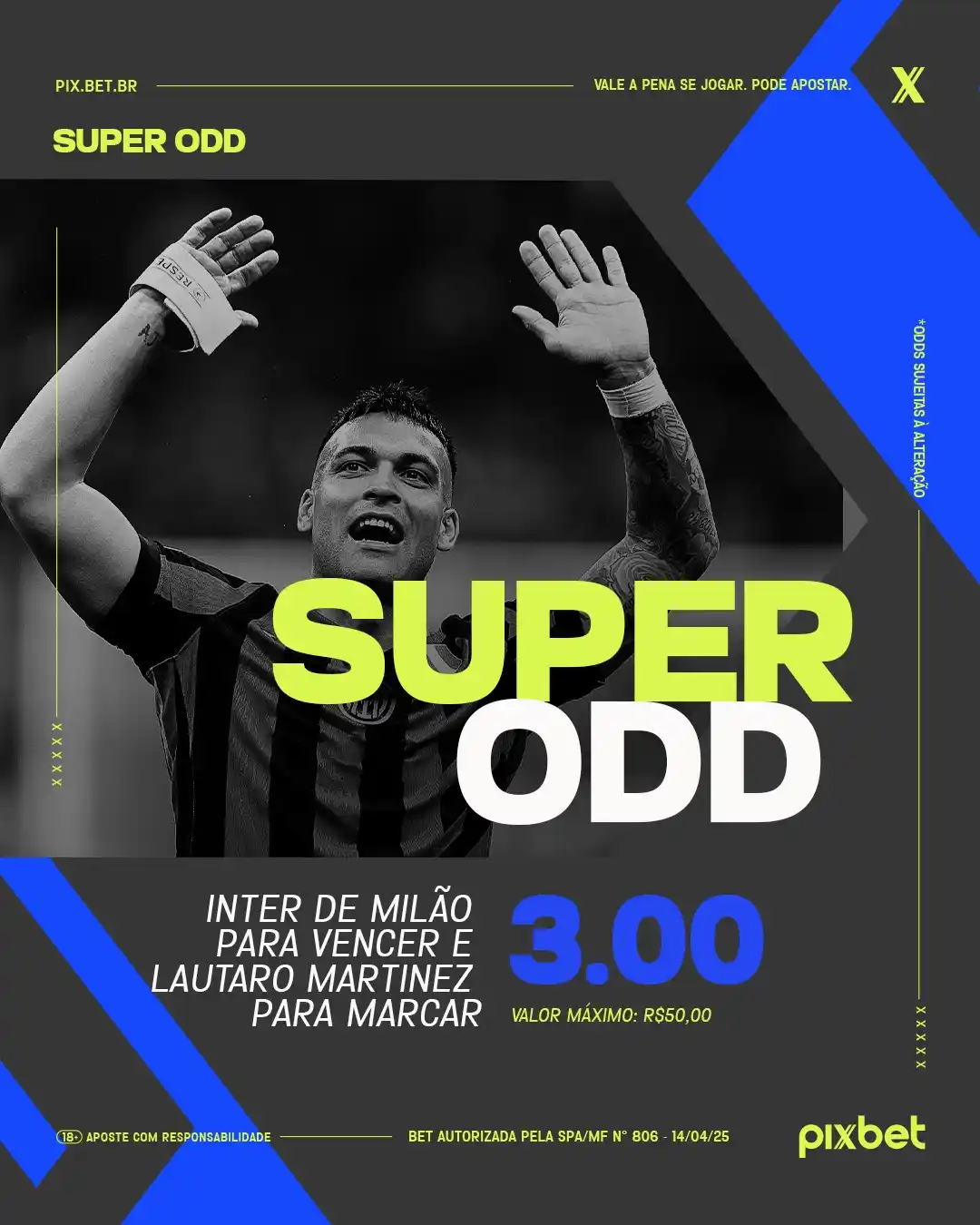 Image from Canal Pixbet Oficial: 📢 Super Odd liberada: Inter vence e Lautaro balança a rede!  Quem vai...