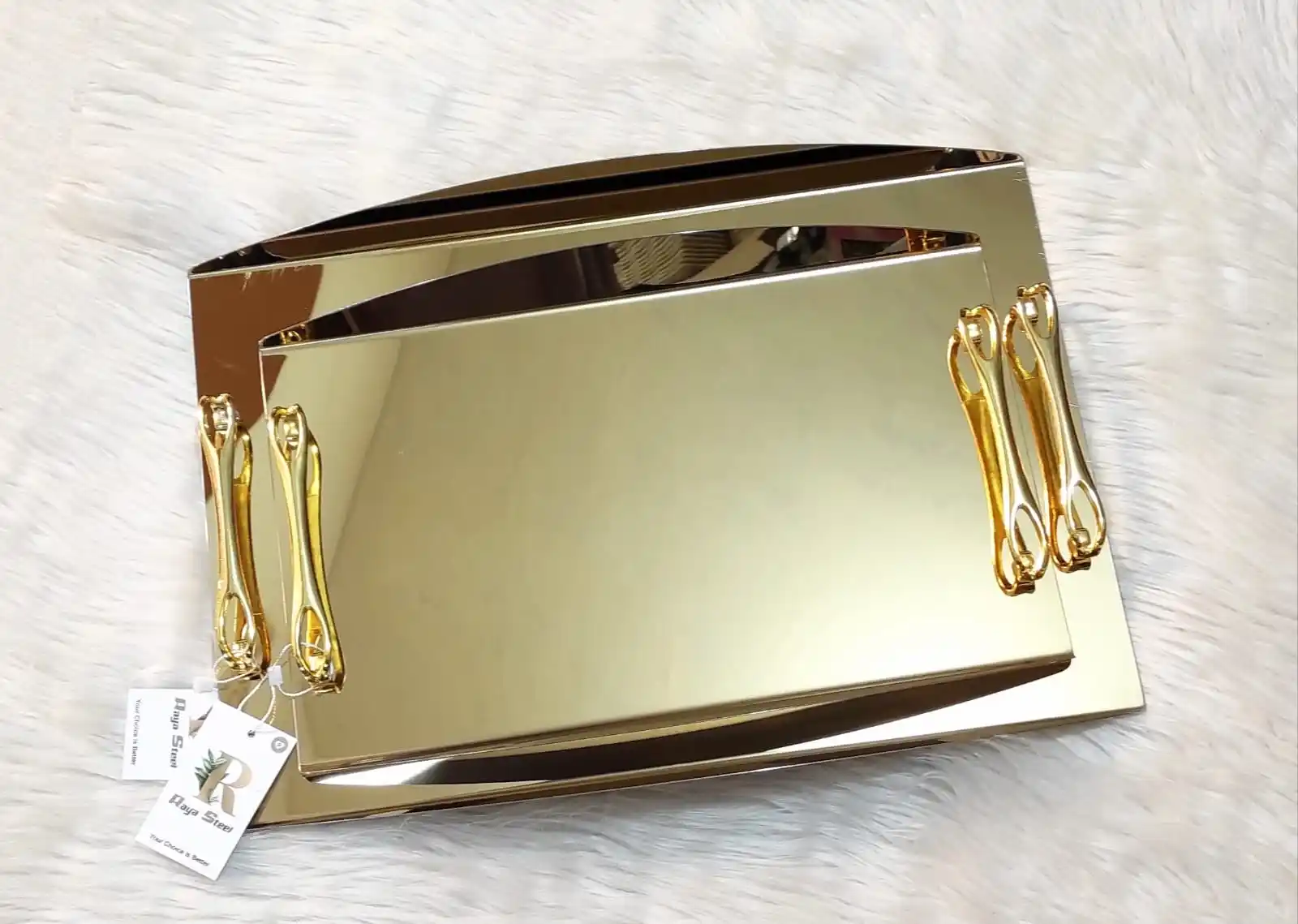 Image from Sofra Store: طقم صواني تقديم استانلس دهبي 2ق السعر 1000ج تقدري تطلبي المنتج وتعرفي...