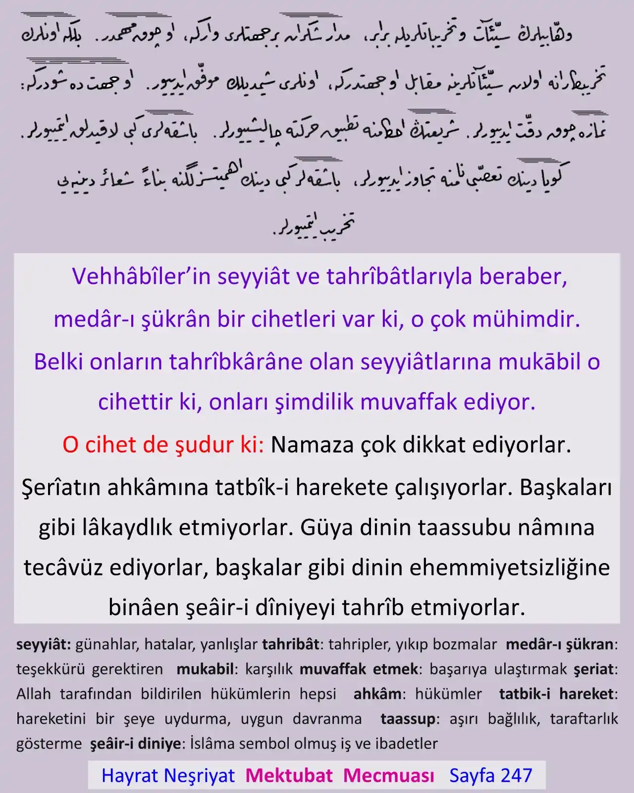 Image from Risale-i Nur: Vehhâbîler’in seyyiât ve tahrîbâtlarıyla beraber, medâr-ı şükrân bir c...