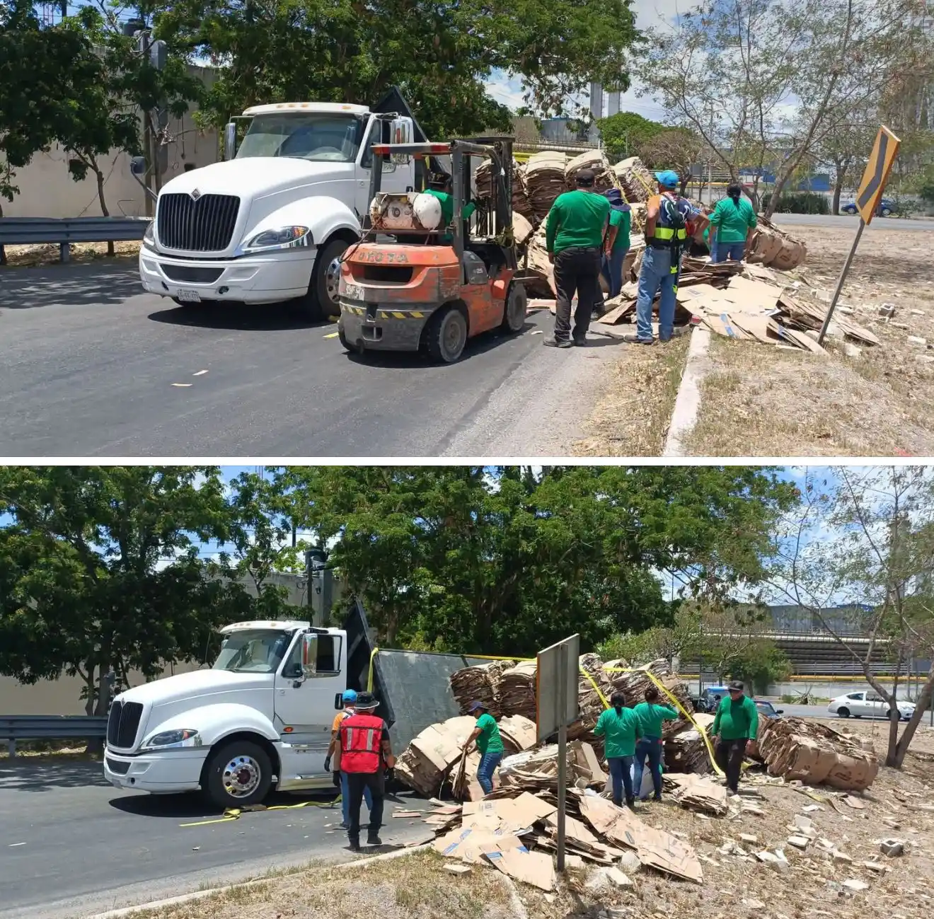 Image from Notirasa: 🚨 Vialidad cerrada por volcadura de tráiler sobre la lateral del Peri...
