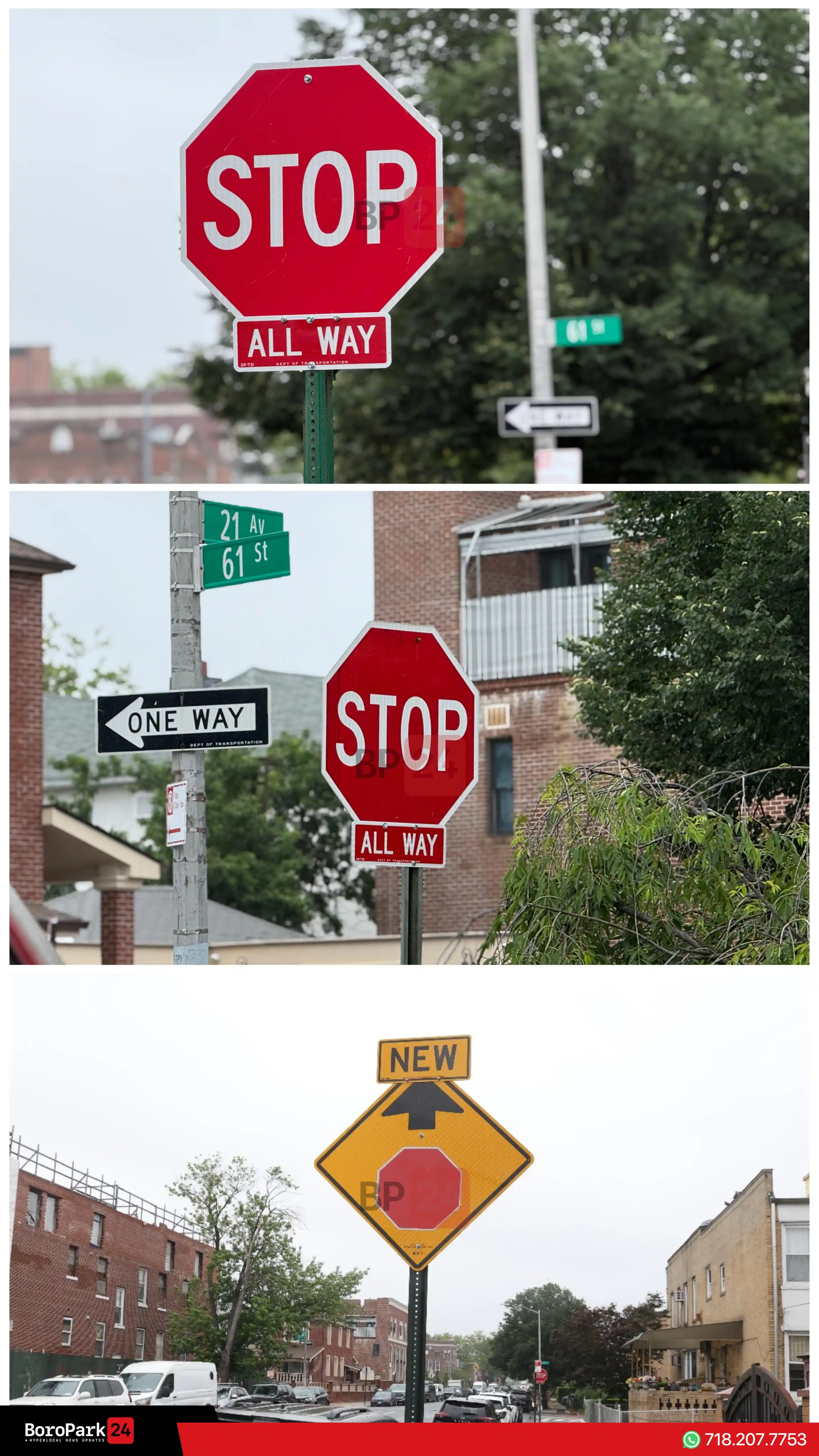 Image from BoroPark24: A four-way stop sign has now been installed at the dangerous intersect...