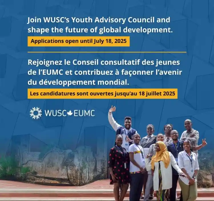Image from The African Network : 🌍 Applications Now Open: WUSC Youth Advisory Council WUSC is launchi...