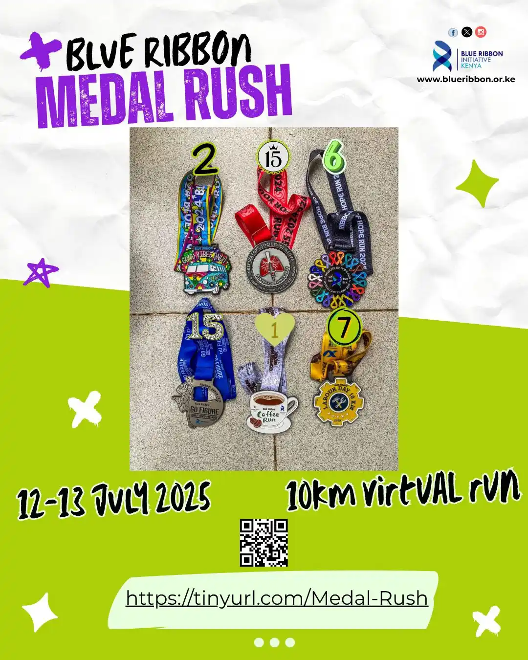Image from BLUE RIBBON Actives Channel 💙: 🎖️ *Blue Ribbon Medal Rush.* Virtual Run/Walk 10KM. Grab a Medal. Pre...