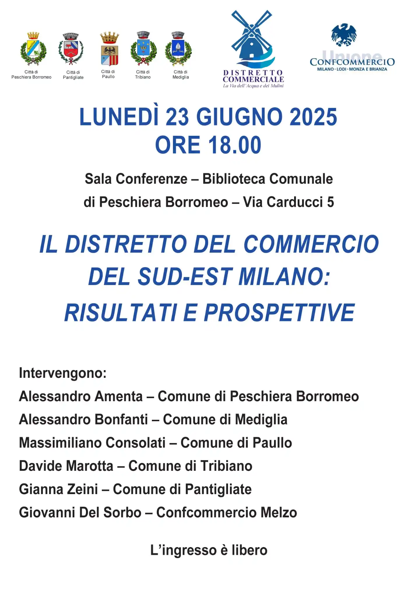 Image from Comune di Mediglia: CONFERENZA RISULTATI E PROSPETTIVE DISTRETTO DEL COMMERCIO SUD-EST MIL...