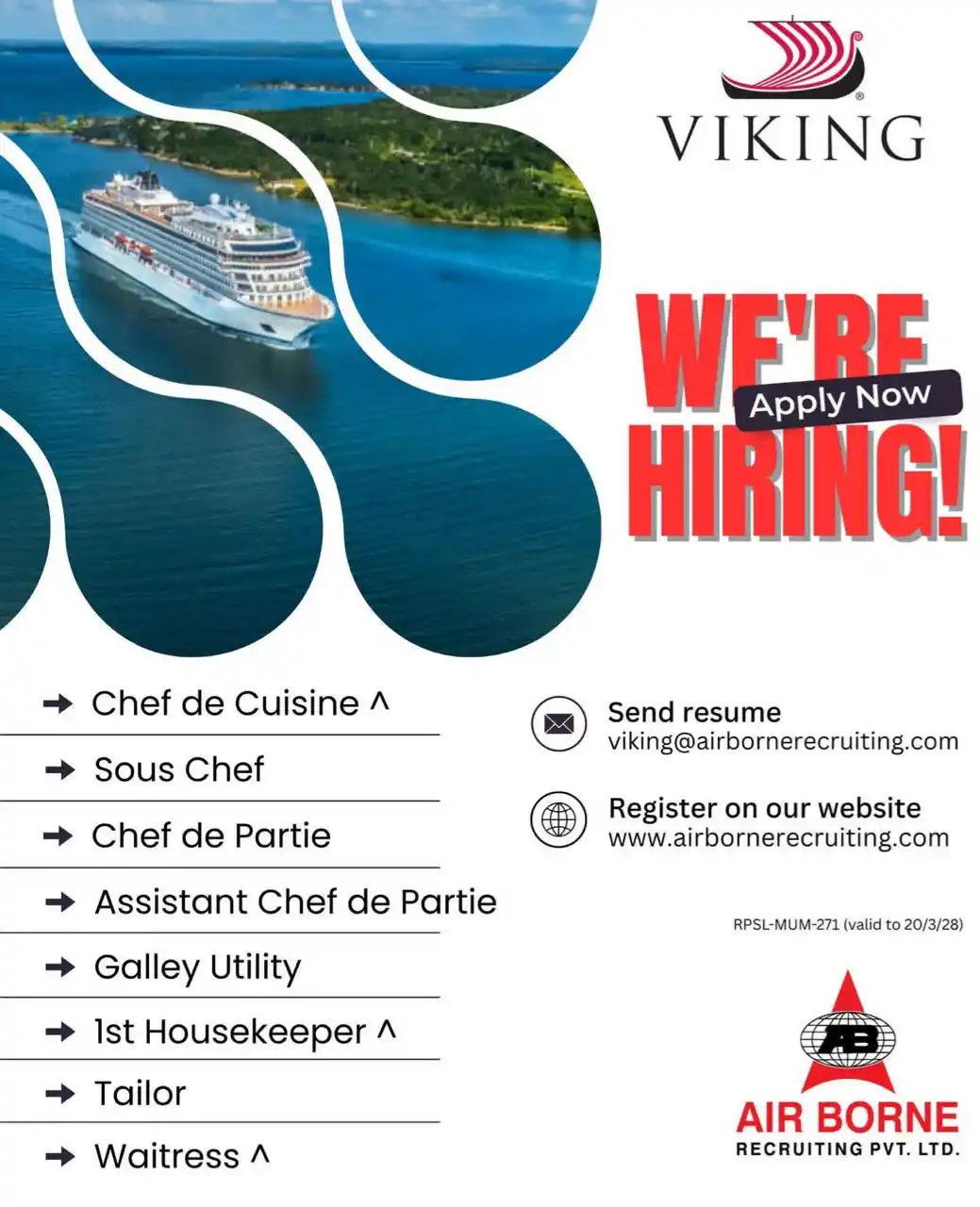 Image from Shankar Sonu : Cruise Line Opportunities with Viking * Chef de Cuisine ^ * Sous Chef ...