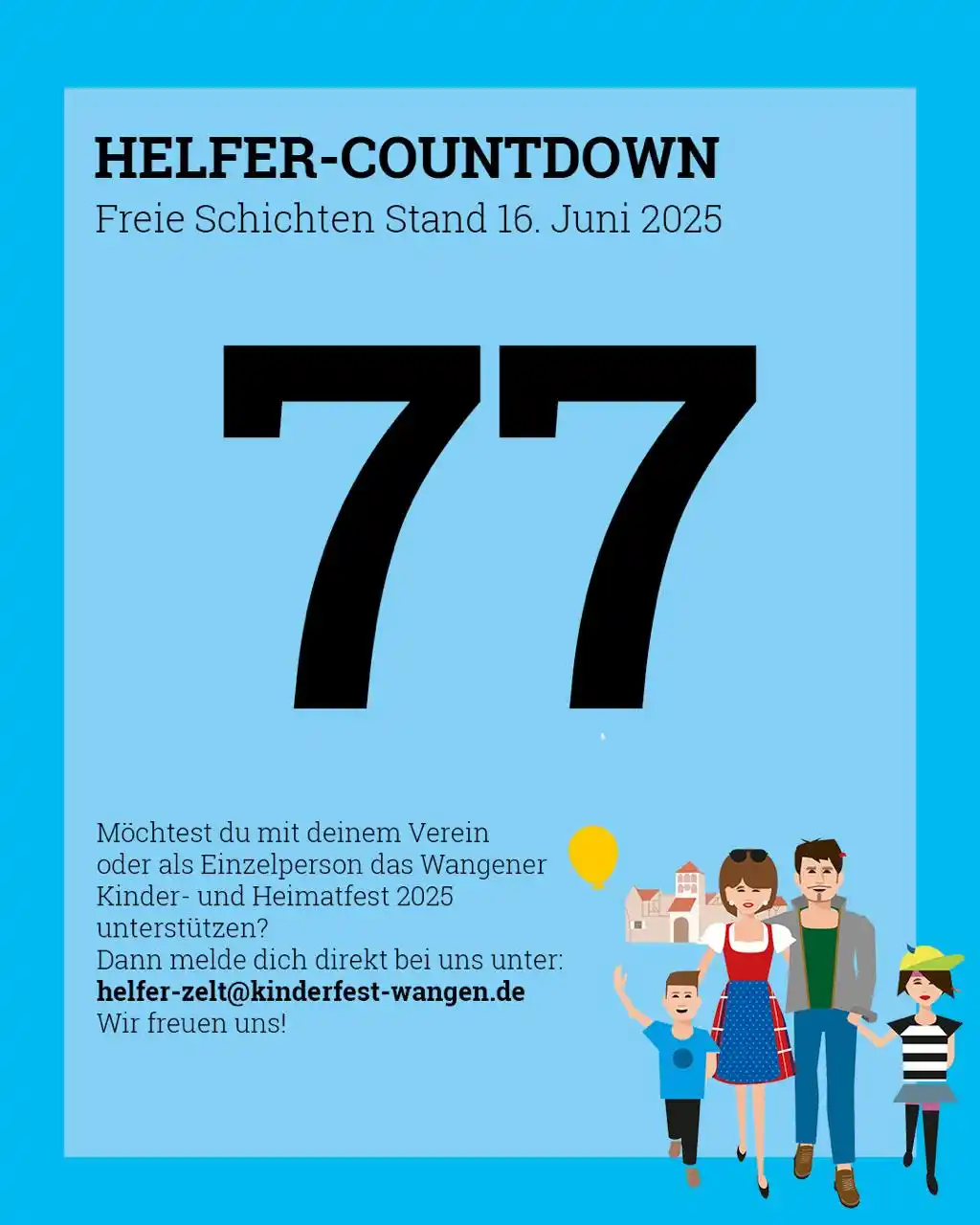 Image from Kinder- und Heimatfest Wangen im Allgäu: 👩🏼🤝👨🏽 ❼❼ FREIE HELFERSCHICHTEN ⚡️ Die Pfingstferien sind bei de...