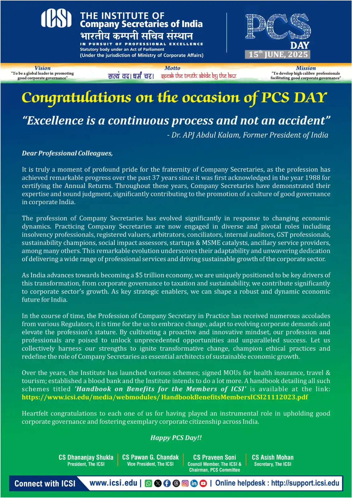 Image from The Institute of Company Secretaries of India (ICSI): Happy <a class="text-blue-500 hover:underline cursor-pointer" href="/h...
