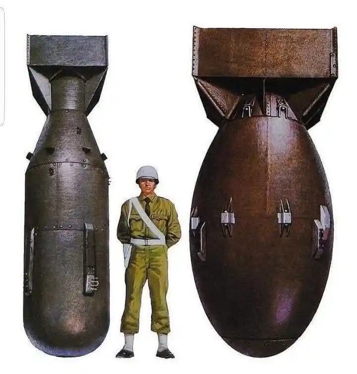 Image from منوعات 🪐: حجم قنبلتي هيروشيما ونجازاكي بالنسبة لحجم الانسان...