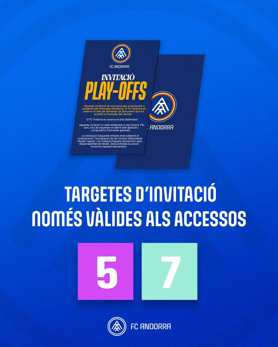Image from FC Andorra: ℹ️🎫 Les targetes d'invitació només vàlides pels 𝐚𝐜𝐞𝐬𝐬𝐨𝐬 𝟓 𝐢 ...