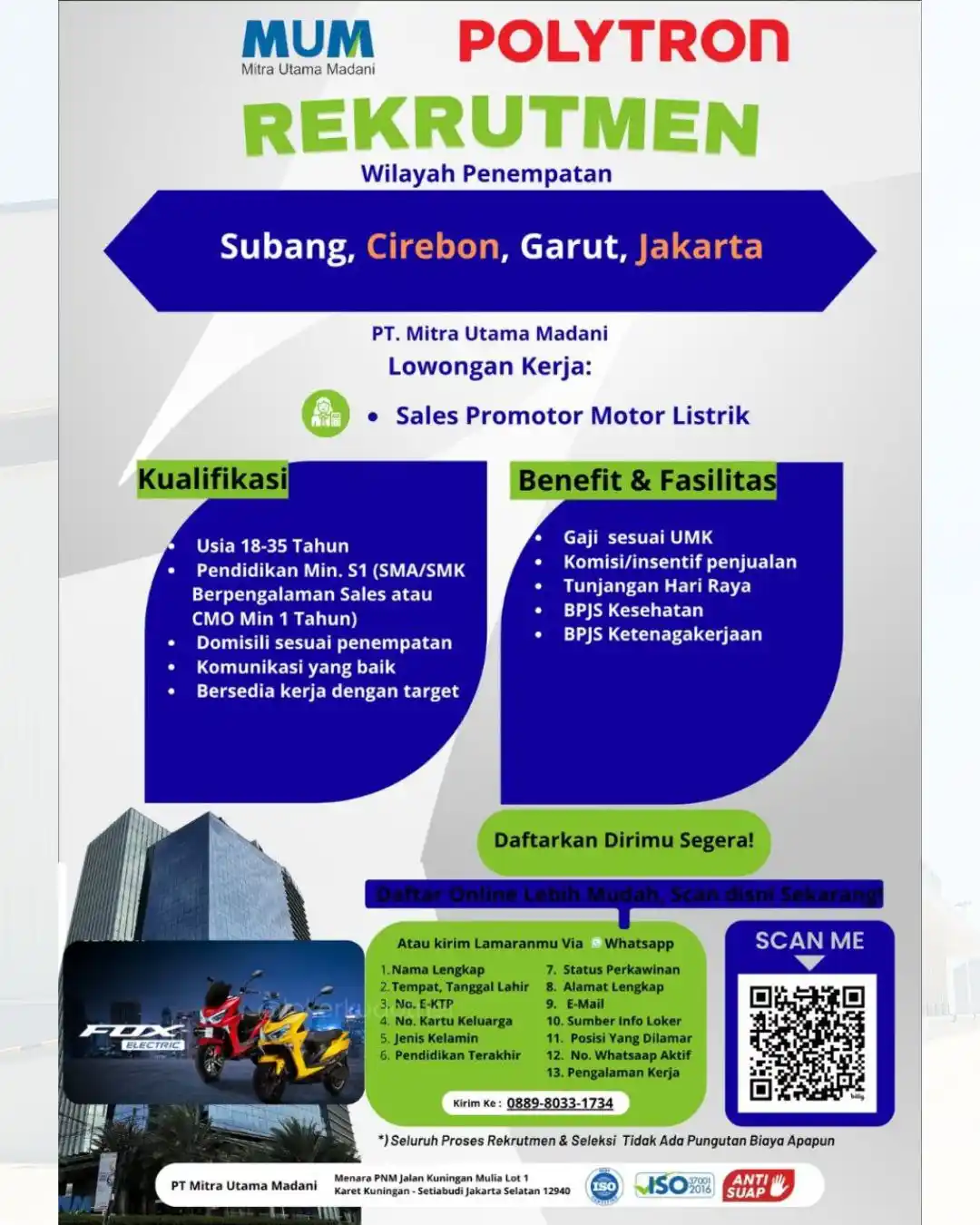Image from Loker Karawang Cikarang Jabodetabek: INFO LOWONGAN KERJA (URGENT!!) PT Mitra Utama Madani telah tersertifi...