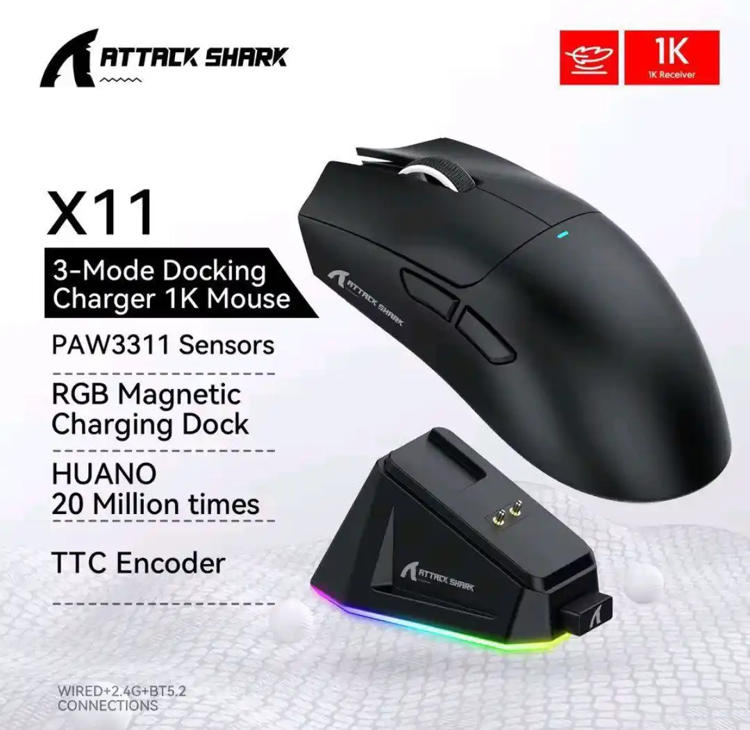 Image from Caça Preço Do Rocha !: 🔥Mouse sem fio Attack Shark X11, mouse tri-mode Bluetooth/2.4G/com fi...