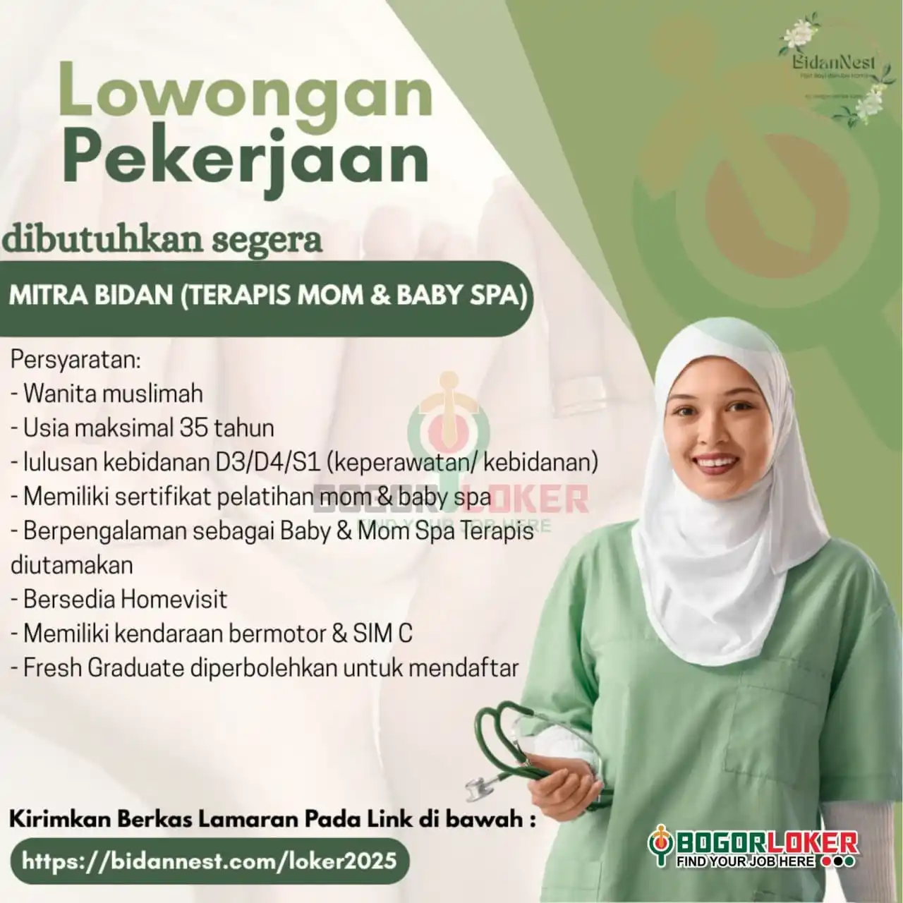 Image from BOGORLOKER.COM: Saat ini BIDAN NEST sedang membuka lowongan untuk posisi MITRA BIDAN (...