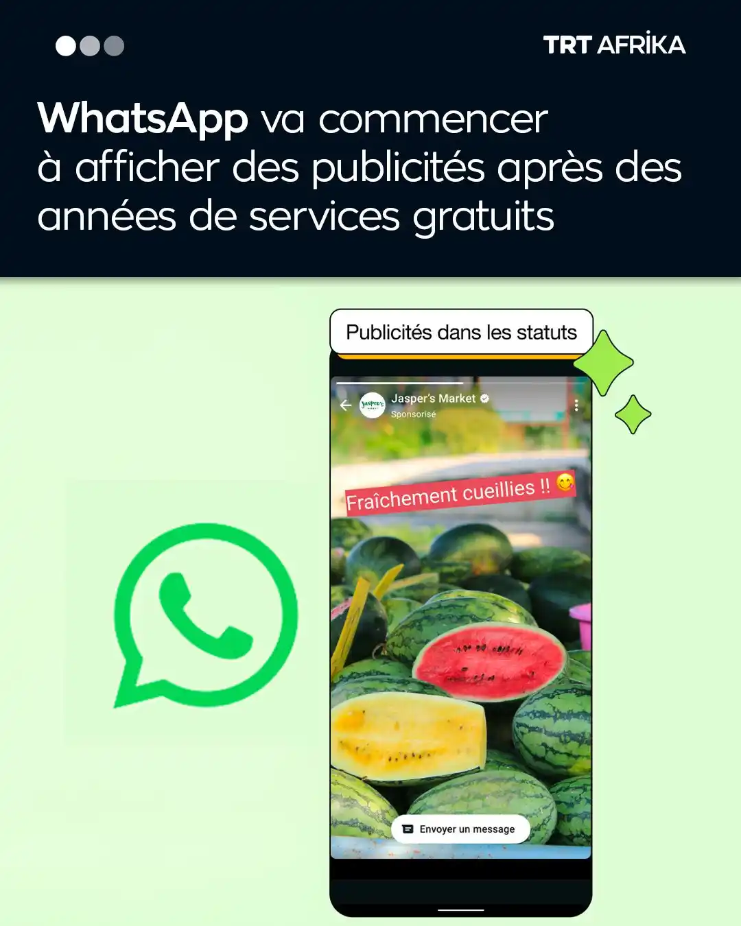 Image from TRT Afrika Français: WhatsApp a annoncé lundi l’introduction prochaine de nouveaux espaces ...