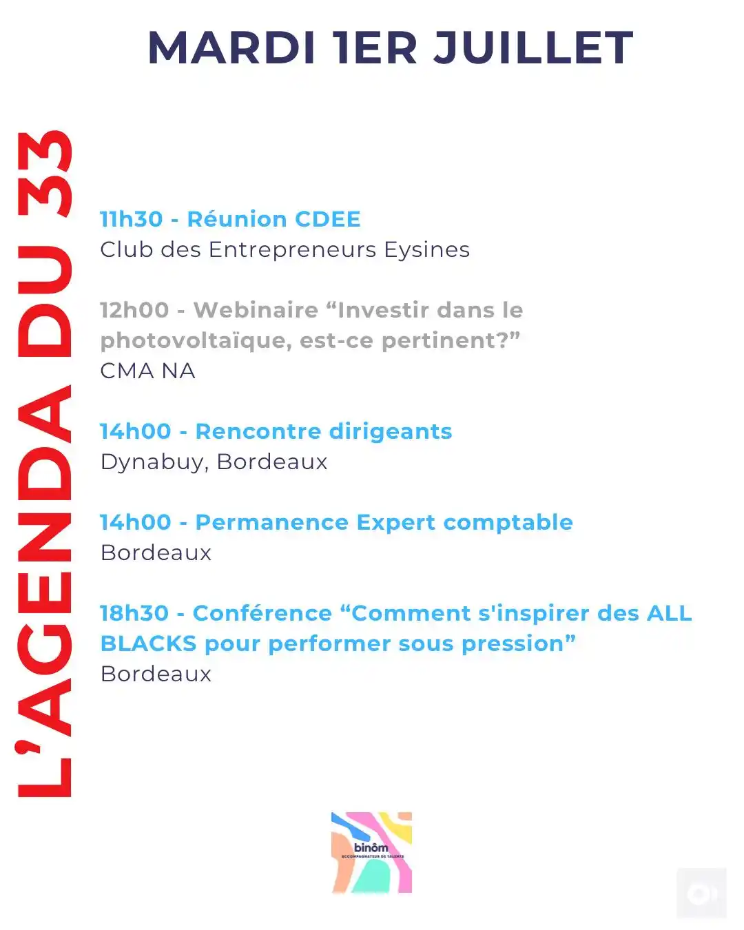 Image from L’AGENDA de l’Entrepreneur & du Porteur de Projet : 11h30 - Réunion CDEE Club des Entrepreneurs Eysines https://www.billet...