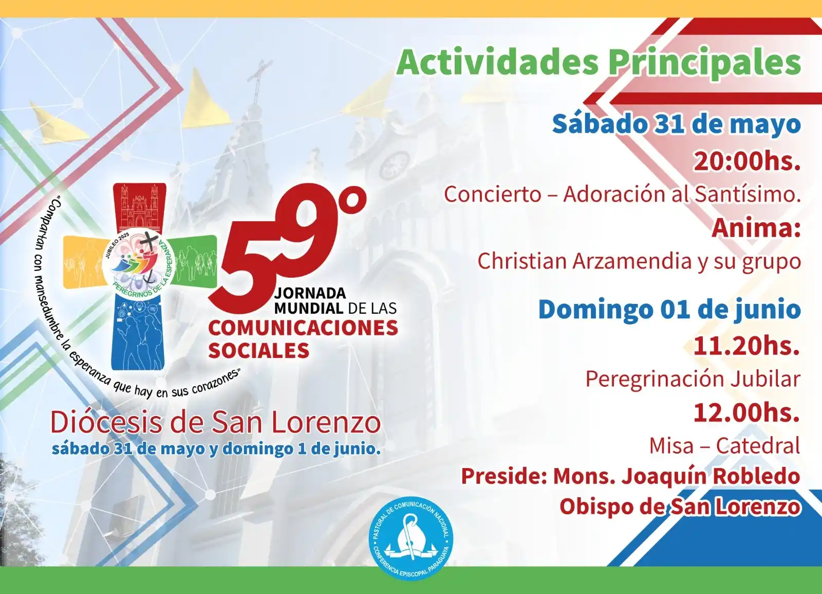 Image from Arzobispado de Asunción: 59ª Jornada Mundial de las Comunicaciones Sociales Diócesis de San Lor...