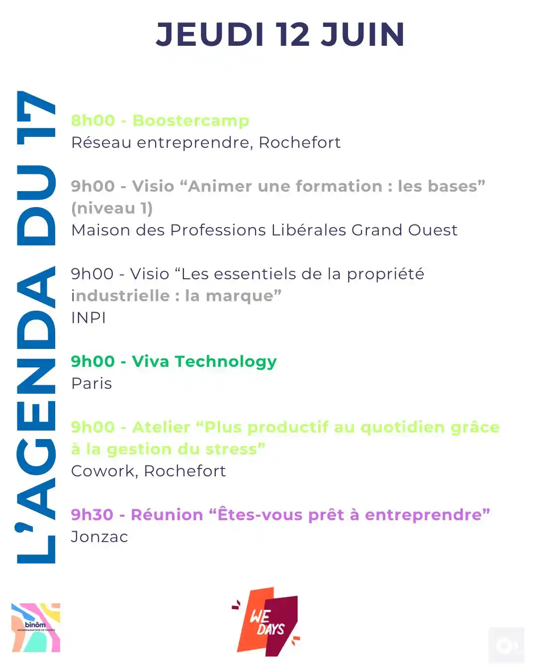 Image from L’AGENDA de l’Entrepreneur & du Porteur de Projet : 8h00 - Boostercamp Réseau entreprendre, Rochefort https://boostercamp-...