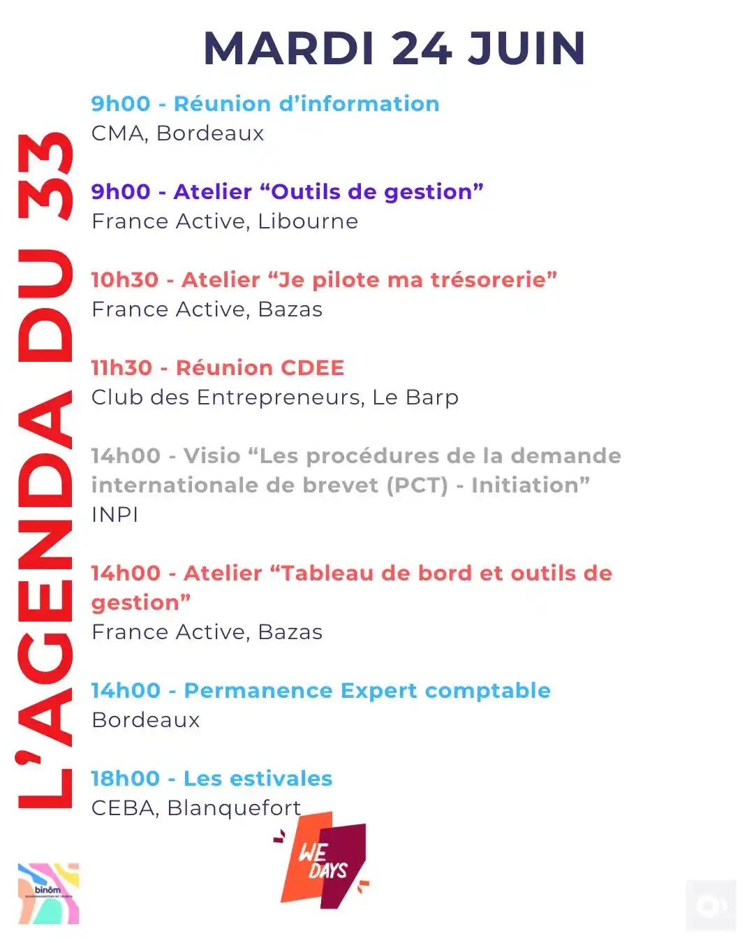 Image from L’AGENDA de l’Entrepreneur & du Porteur de Projet : 9h00 - Réunion d’information CMA, Bordeaux https://cma-nouvelleaquitai...