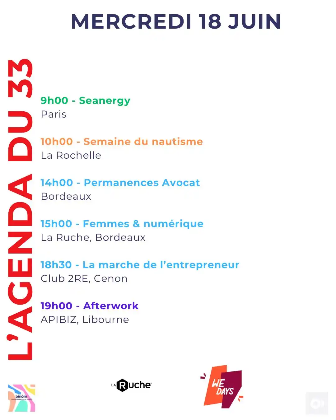 Image from L’AGENDA de l’Entrepreneur & du Porteur de Projet : 9h00 - Seanergy Paris https://www.seanergy-forum.com/  10h00 - Semaine...
