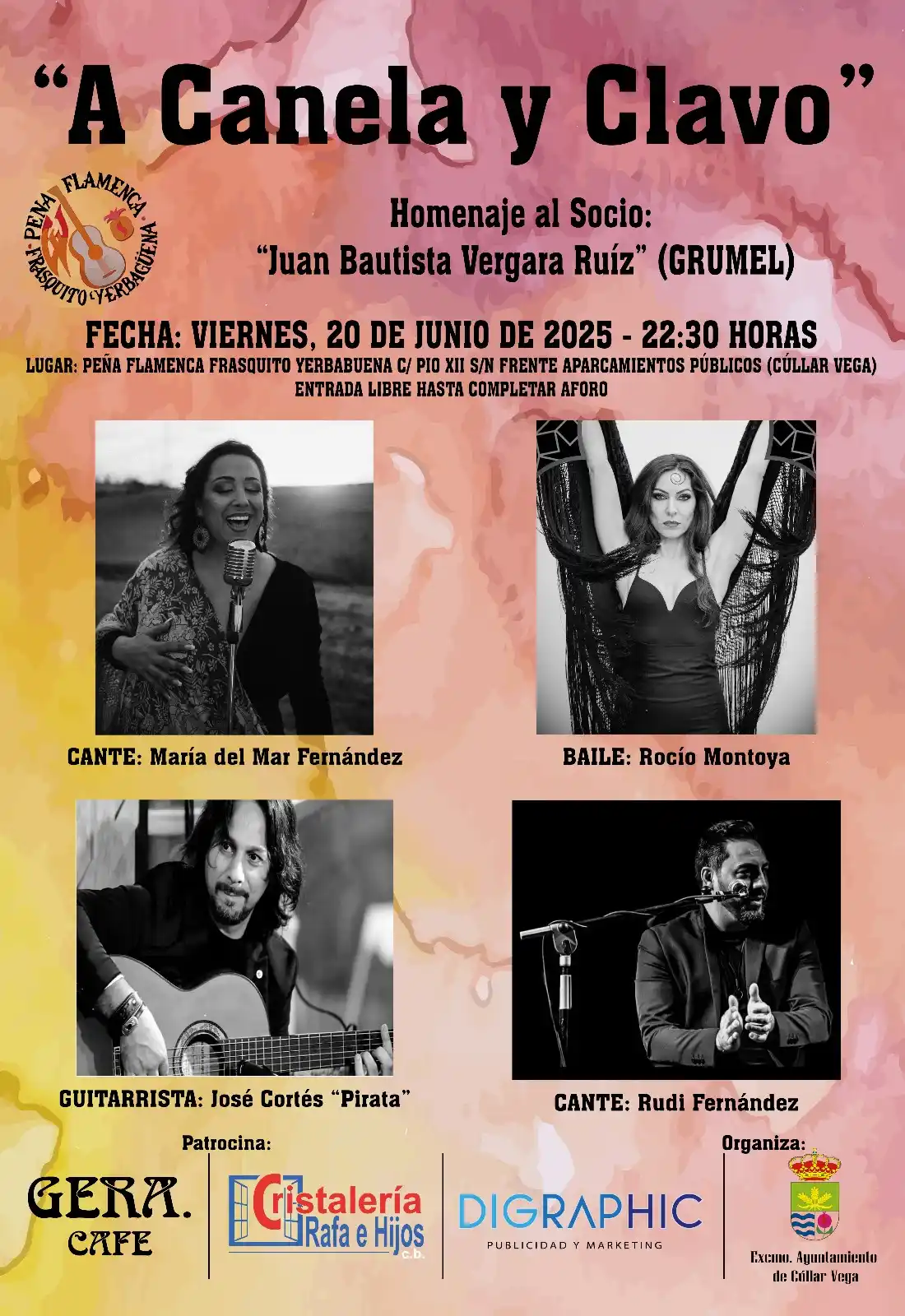 Image from Cúllar Vega Informa 🇸🇱: 🎤 *"A Canela y Clavo"* en la Peña Flamenca Frasquito Yerbabuena 📅 *...