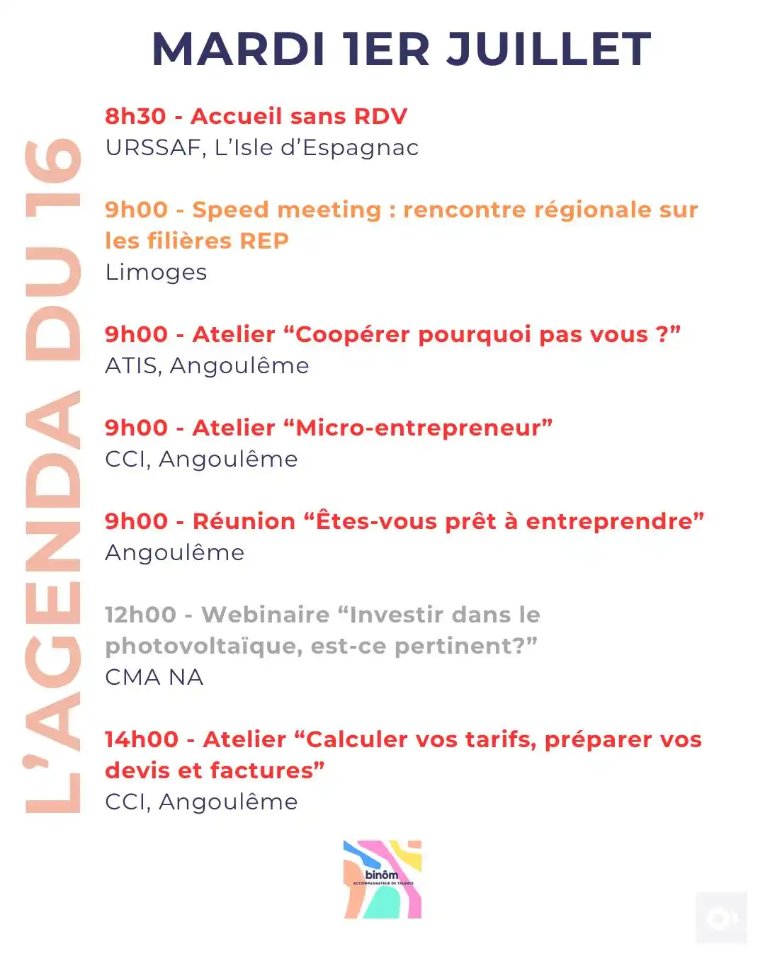 Image from L’AGENDA de l’Entrepreneur & du Porteur de Projet : Bonjour ! 8h30 - Accueil sans RDV URSSAF, L’Isle d’Espagnac https://p...