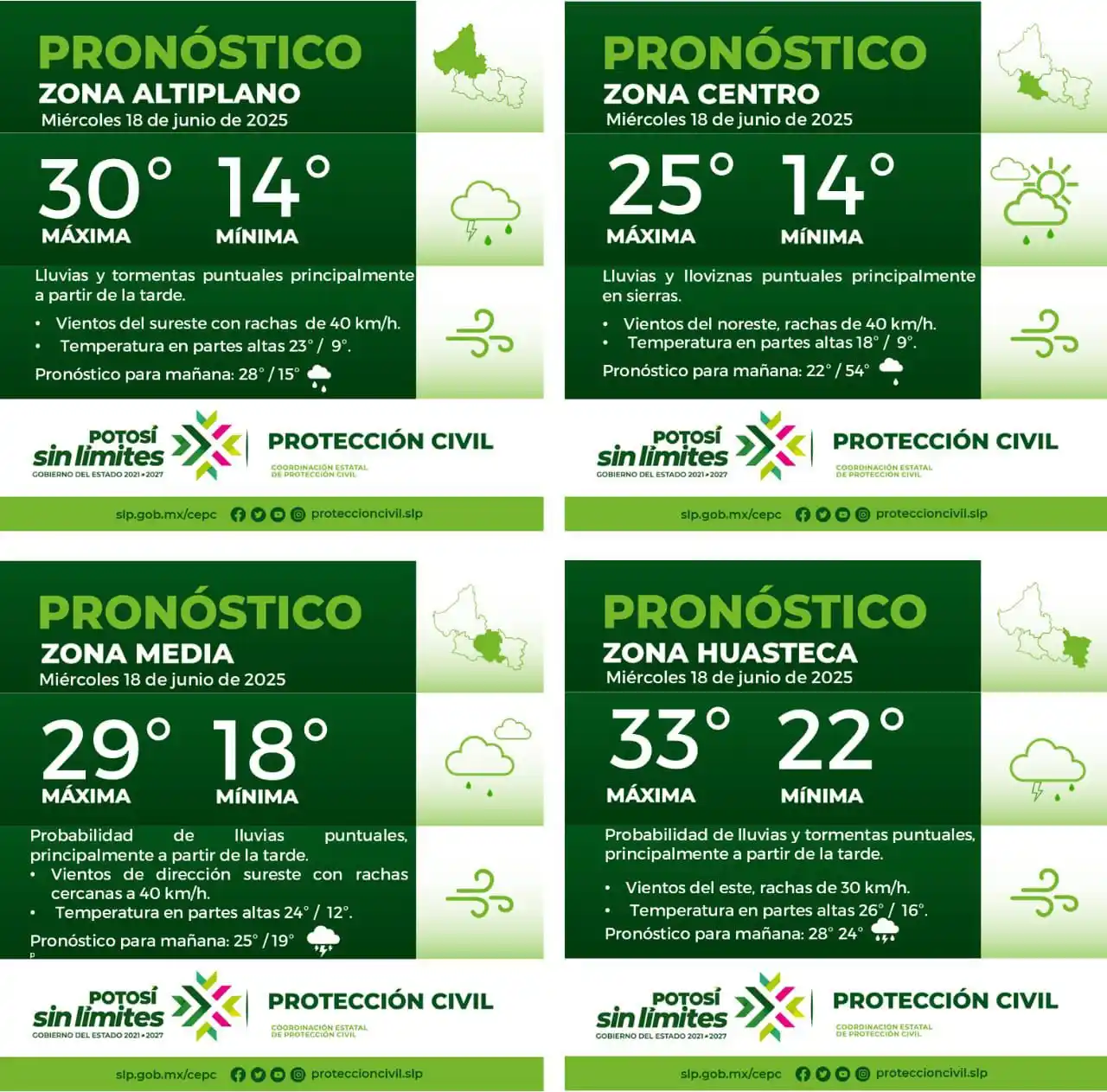Image from QUADRATÍN SLP 🔸🔶 NOTICIAS 🔶🔸: Buenos días…La Coordinación Estatal de Protección Civil informa: 🌀To...
